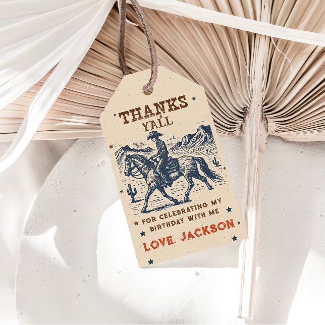 Western Cowboy Birthday Danke Geschenkanhänger (Von Creator hochgeladen)