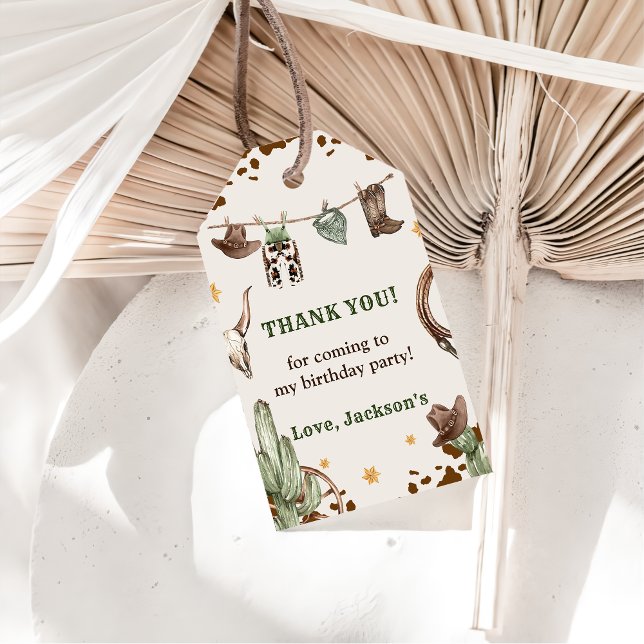 Western Cowboy Birthday Party Geschenkanhänger (Von Creator hochgeladen)