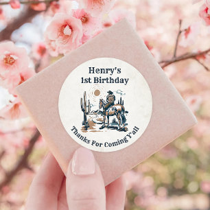 Western Cowboy Birthday Party Runder Aufkleber