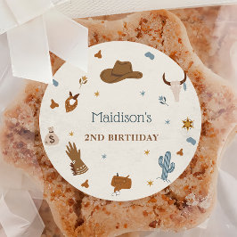Western Cowboy Birthday Party Runder Aufkleber