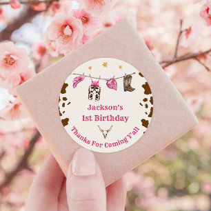 Western Cowboy Birthday Party Runder Aufkleber