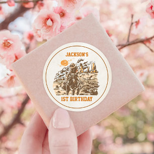 Western Cowboy Birthday Party Runder Aufkleber