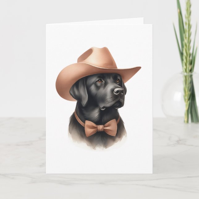 Western Cowboy Black Lab Blank Gruß Karte (Vorderseite)