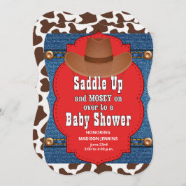 Western Cowboy Blue Baby Dusche Einladung