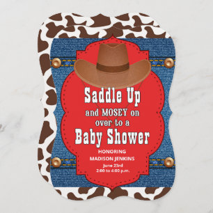 Western Cowboy Blue Baby Dusche Einladung