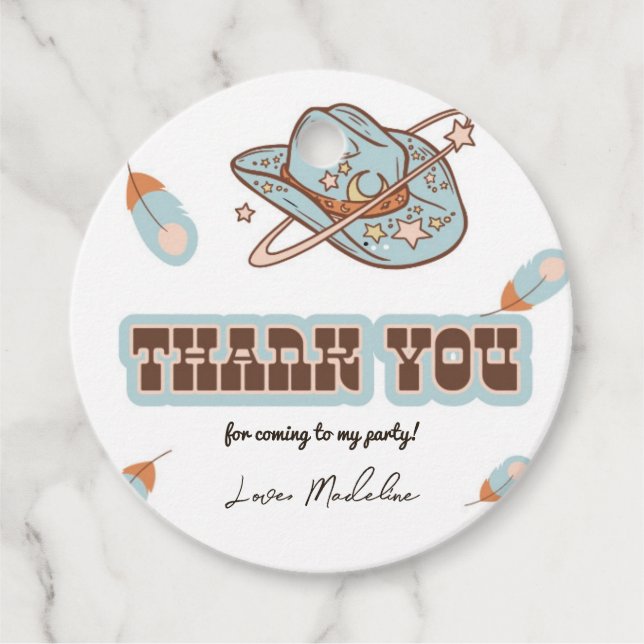 Western Cowboy Blue Birthday Circle Vielen Dank Ta Geschenkanhänger (Vorderseite)