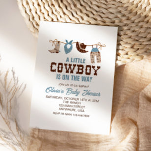 Western Cowboy Blue Kariert Baby Dusche Einladung