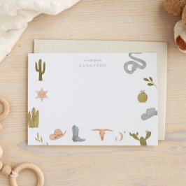 Western Cowboy Blue Kids Mitteilungskarte