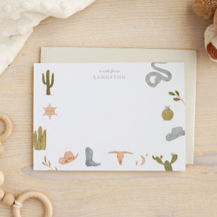 Western Cowboy Blue Kids Mitteilungskarte