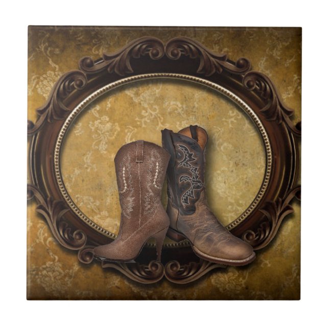 Western Cowboy Boot aus dem Stall Fliese (Vorderseite)
