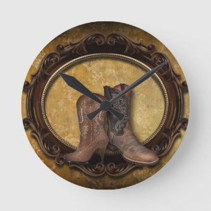 Western Cowboy Boot aus dem Stall Runde Wanduhr
