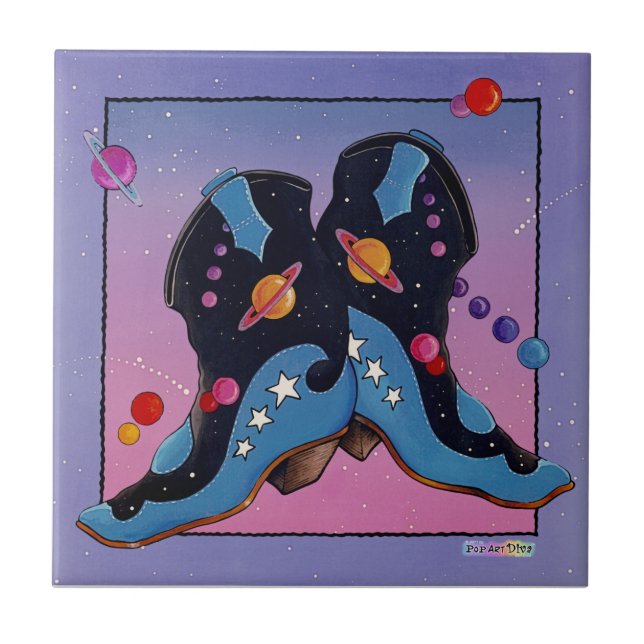 Western Cowboy Boot Keramik Tile Fliese (Vorderseite)
