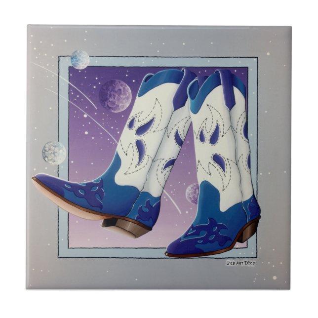 Western Cowboy Boot Keramik Tile Fliese (Vorderseite)