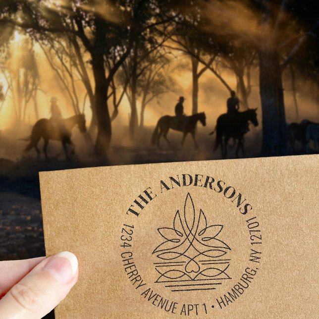 Western Cowboy Boot Stitch Pattern Return Address Gummistempel (Von Creator hochgeladen)