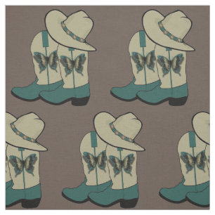 Western Cowboy Boot und Cowboyhut Butterfly Stoff