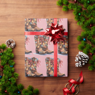 Western Cowboy Boot Weihnachtsbeleuchtung Geschenkpapier