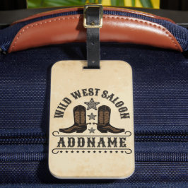 Western Cowboy Boots ADD NAME Sheriff Spurs Saloon Gepäckanhänger