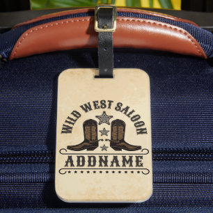 Western Cowboy Boots ADD NAME Sheriff Spurs Saloon Gepäckanhänger