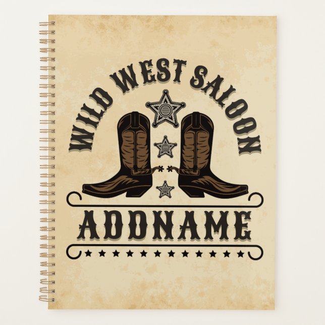 Western Cowboy Boots ADD NAME Sheriff Spurs Saloon Planer (Vorderseite)