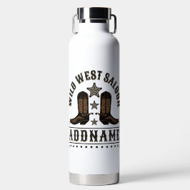 Western Cowboy Boots ADD NAME Sheriff Spurs Saloon Trinkflasche