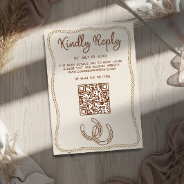 Western Cowboy Boots Barn Wedding Website QR Code RSVP Karte