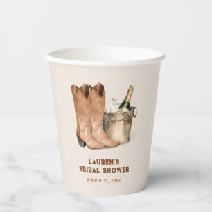 Western Cowboy Boots & Bubbly Brautparty Pappbecher