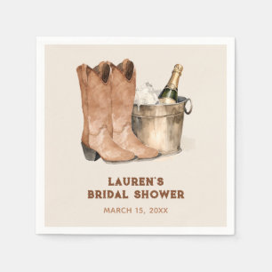 Western Cowboy Boots & Bubbly Brautparty Serviette