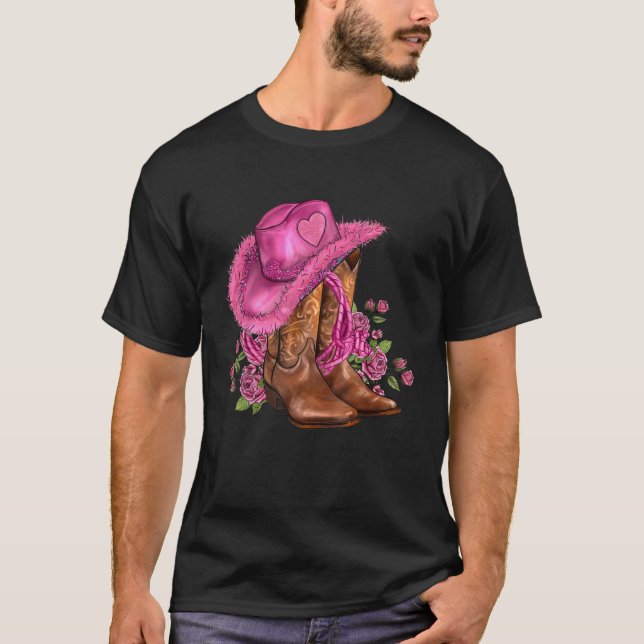 Western Cowboy Boots Cowgirl Hat And Roses Women G T-Shirt (Vorderseite)