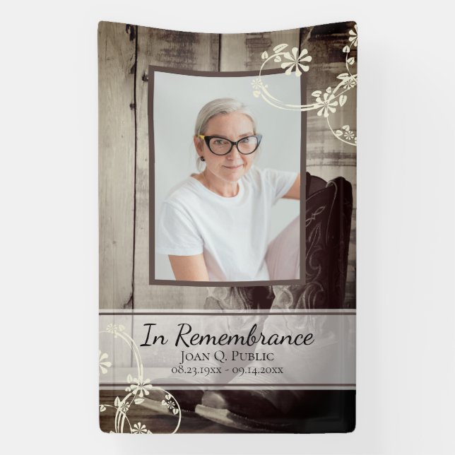 Western Cowboy Boots Feier der Lebensbeerdigung Banner (Vertikal)