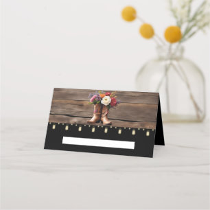 Western Cowboy Boots Floral Elegant Mason Jar Platzkarte