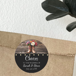 Western Cowboy Boots Floral Elegant Mason Jar Runder Aufkleber