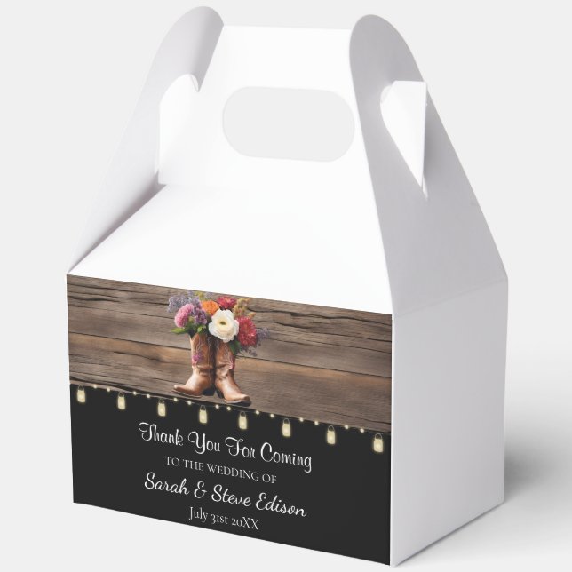 Western Cowboy Boots Floral Elegante Hochzeit Geschenkschachtel (Vorderseite)