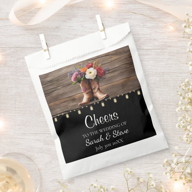 Western Cowboy Boots Floral Elegante Hochzeit Geschenktütchen (Ausgeschnitten)