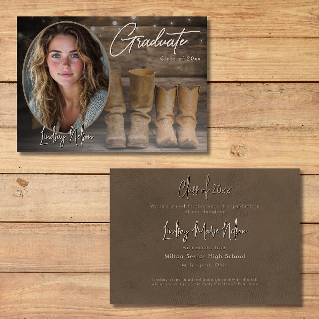 Western Cowboy Boots Foto Abschluss Ankündigung (Western Cowboy Boots Photo Graduation Announcement)