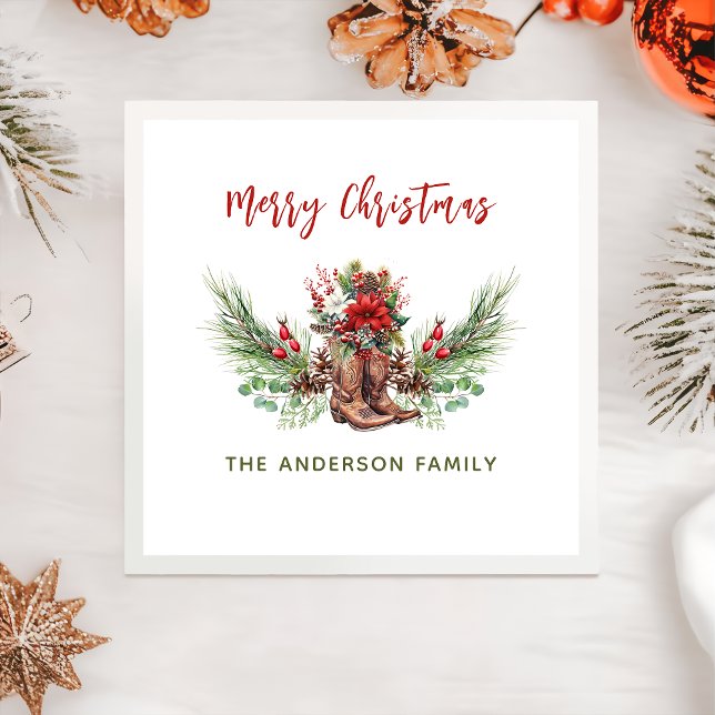 Western Cowboy Boots Frohe Weihnachten Napkins Serviette (Von Creator hochgeladen)