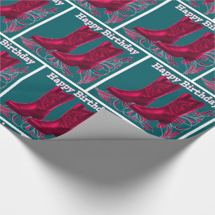 Western Cowboy Boots Happy Birthday Geschenkwrap Geschenkpapier