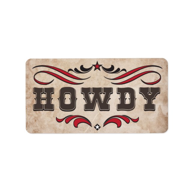 Western Cowboy Boots & Howdy Labels Adressaufkleber (Vorne)