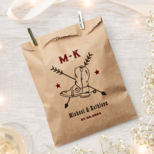 Western Cowboy Boots Monogram Boho Country Wedding Geschenktütchen