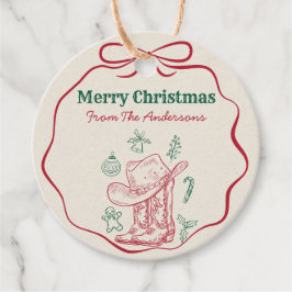 Western Cowboy Boots Retro Hand Drawn Ribbon Bow Geschenkanhänger