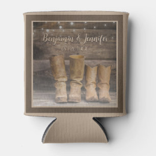 Western Cowboy Boots Rustic Barn Monogram Dosenkühler