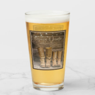 Western Cowboy Boots Rustic Barn Monogram Glas