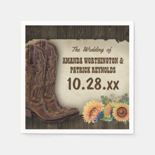 Western Cowboy Boots Sonnenblume Hochzeit Napkins Serviette