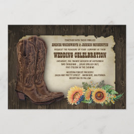Western Cowboy Boots Sonnenblumen Einladung Hochze