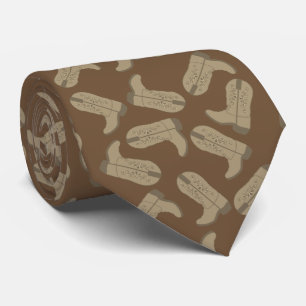 Western Cowboy Boots Tan Brown Necktie Krawatte