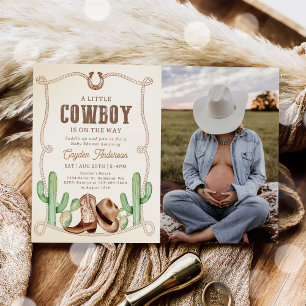 Western Cowboy Boy Baby Dusche Foto Einladung