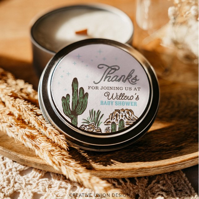 Western Cowboy Boy Baby Dusche Gefallen Runder Aufkleber (Von Creator hochgeladen)