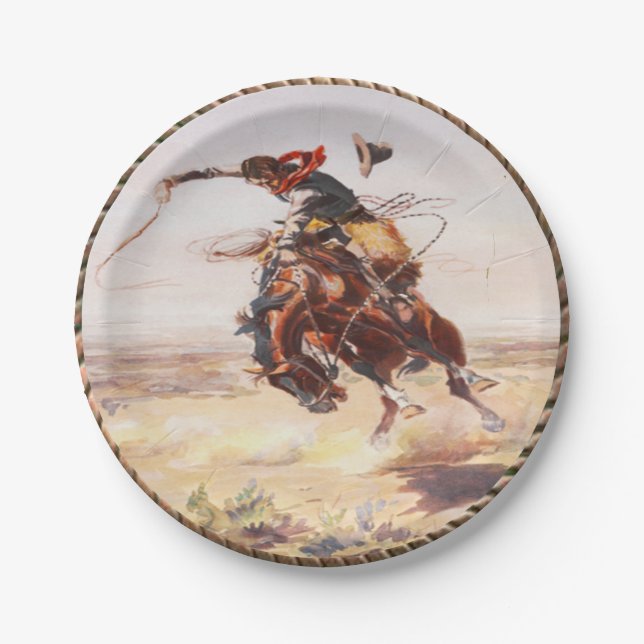 Western Cowboy Bronc Rider Party Teller (Vorderseite)