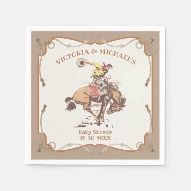 Western Cowboy Bucking Bronco 2 Serviette (Vorderseite)
