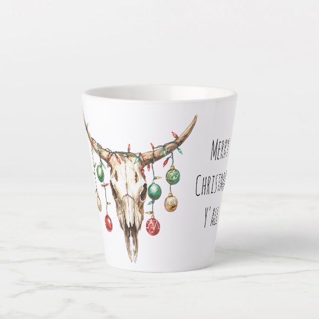 Western Cowboy Bull Ornamente Weihnachten Milchtasse (Vorderseite)