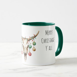 Western Cowboy Bull Ornamente Weihnachten Tasse